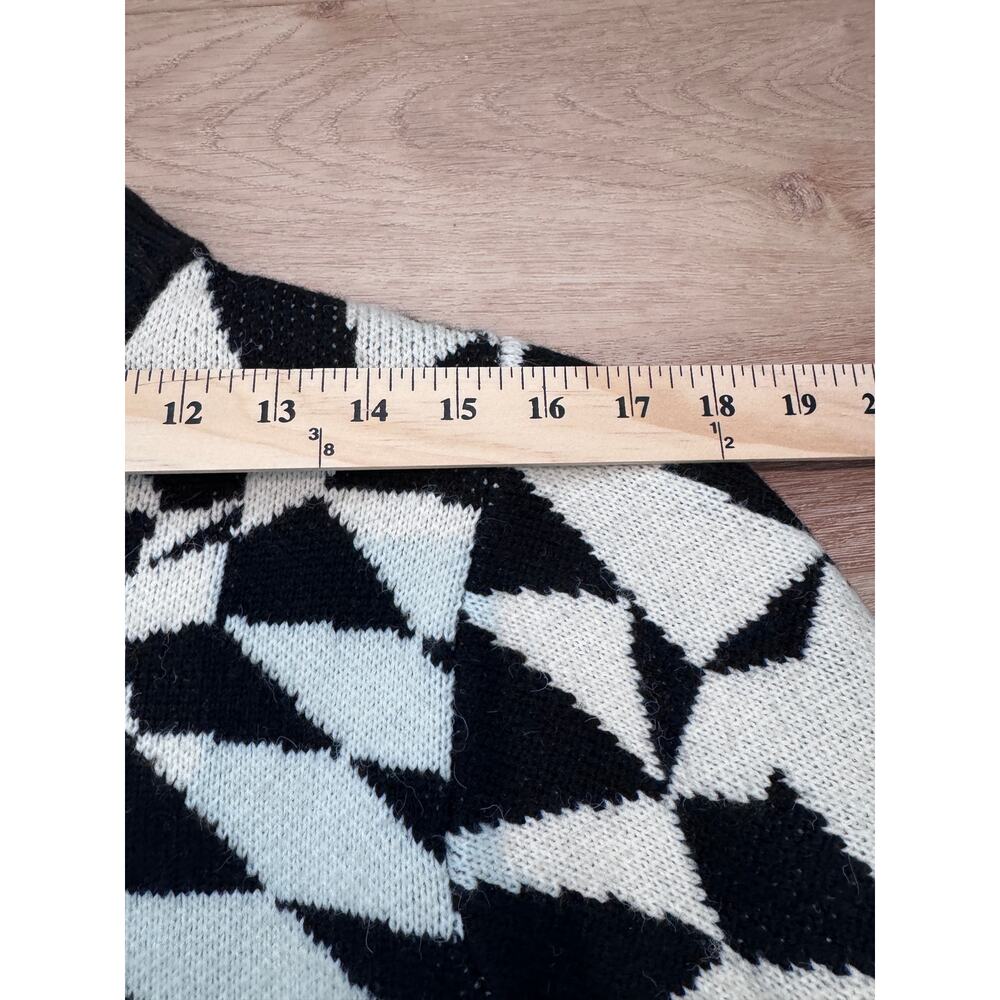 Farm Rio Heart Deco Knit Sweater Black White XS Wool Blend - Picture 8 of 9